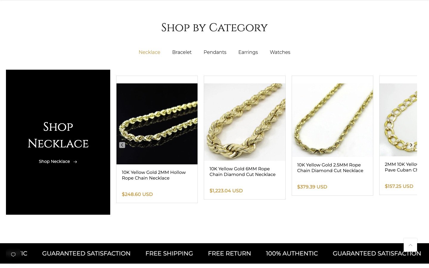 Jawa Jewelers — Shop-by-category carousel