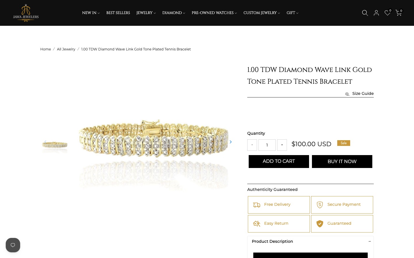 Jawa Jewelers — Product page with trust badges